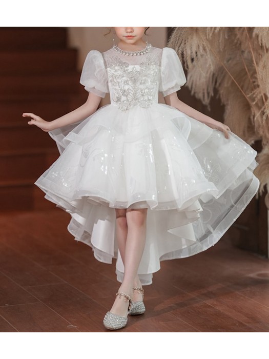 Vestito Cerimonia Damigella Comunione Asimmetrico Bambina Party Dress COM058